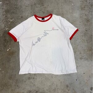 Nike Cycling Graphic T Shirt Men's XL White Red Ringer Tee Athletic